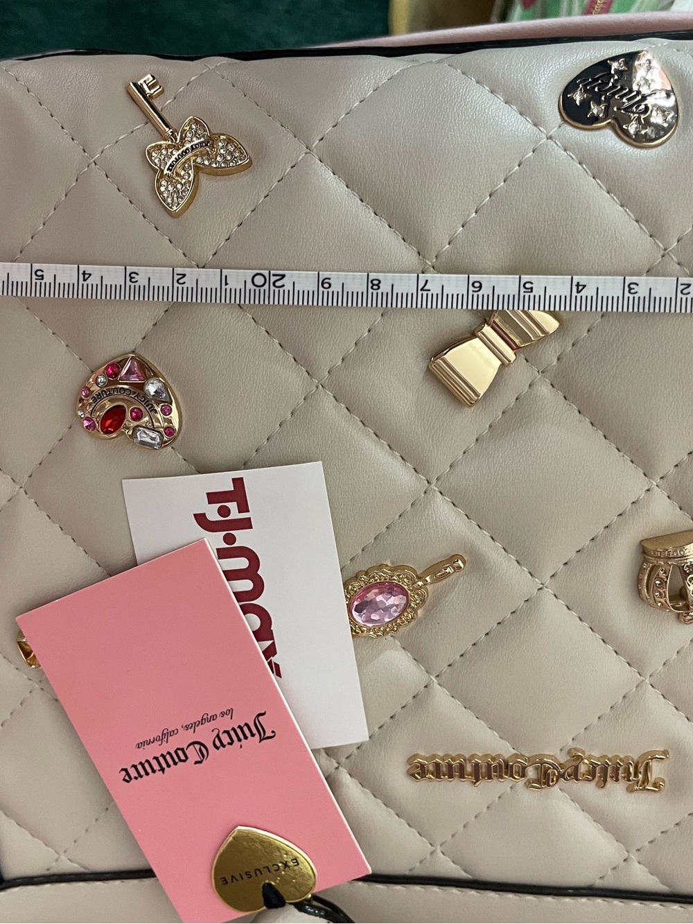 Juicy Couture Cream Quilted Satchel with Gold Charm Accents - Picture 7 of 8